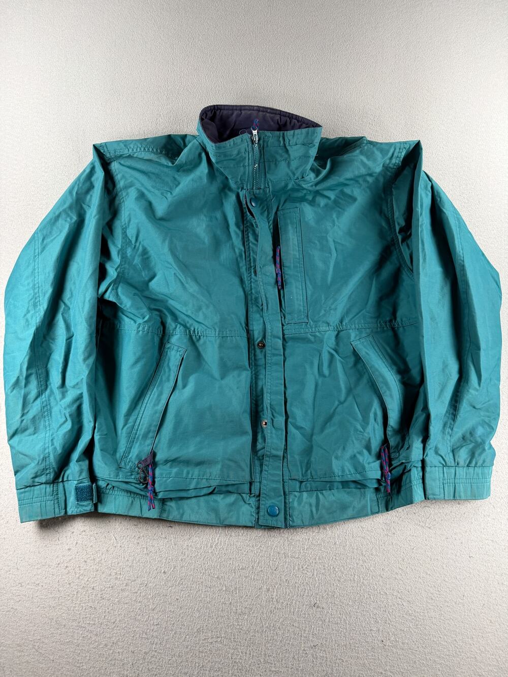 Vintage EMS Eastern Mountain Sports Teal Windbreaker Jacket Hooded Medium